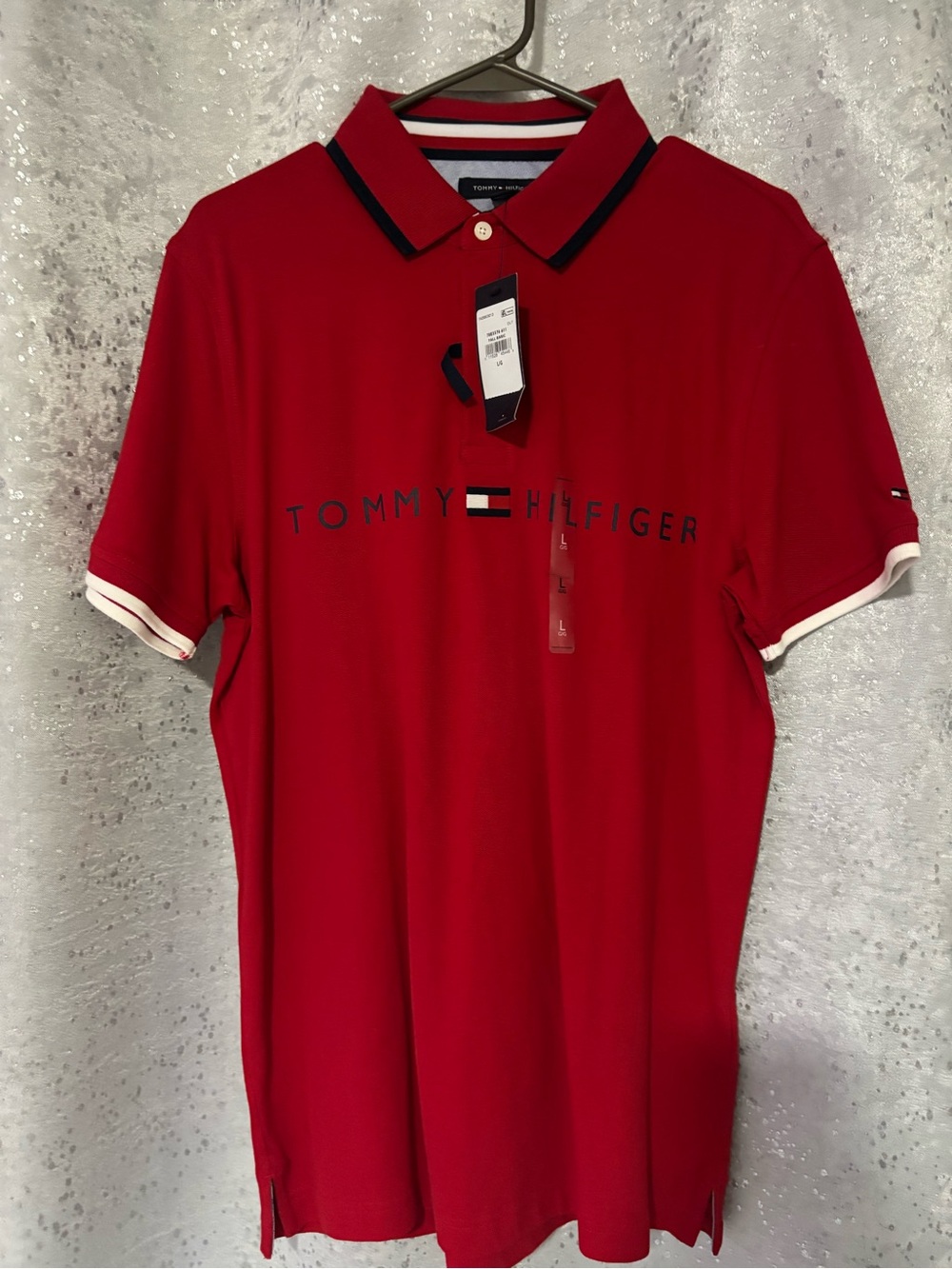 Tommy Hilfiger Red Polo with Contrast Trim and Chest Logo